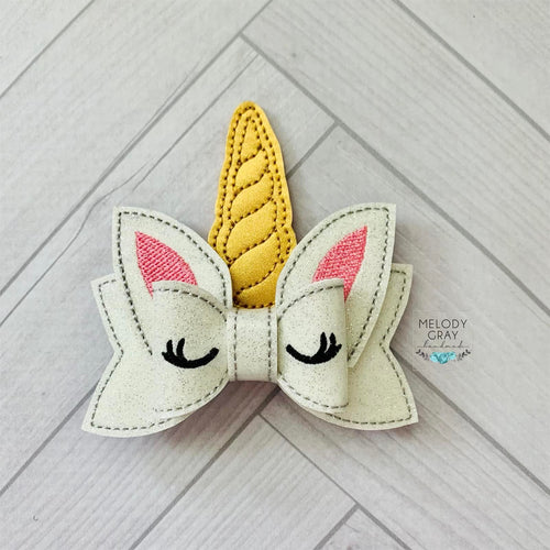 Unicorn ITH Bow (2 versions and 2 sizes included) machine embroidery design DIGITAL DOWNLOAD