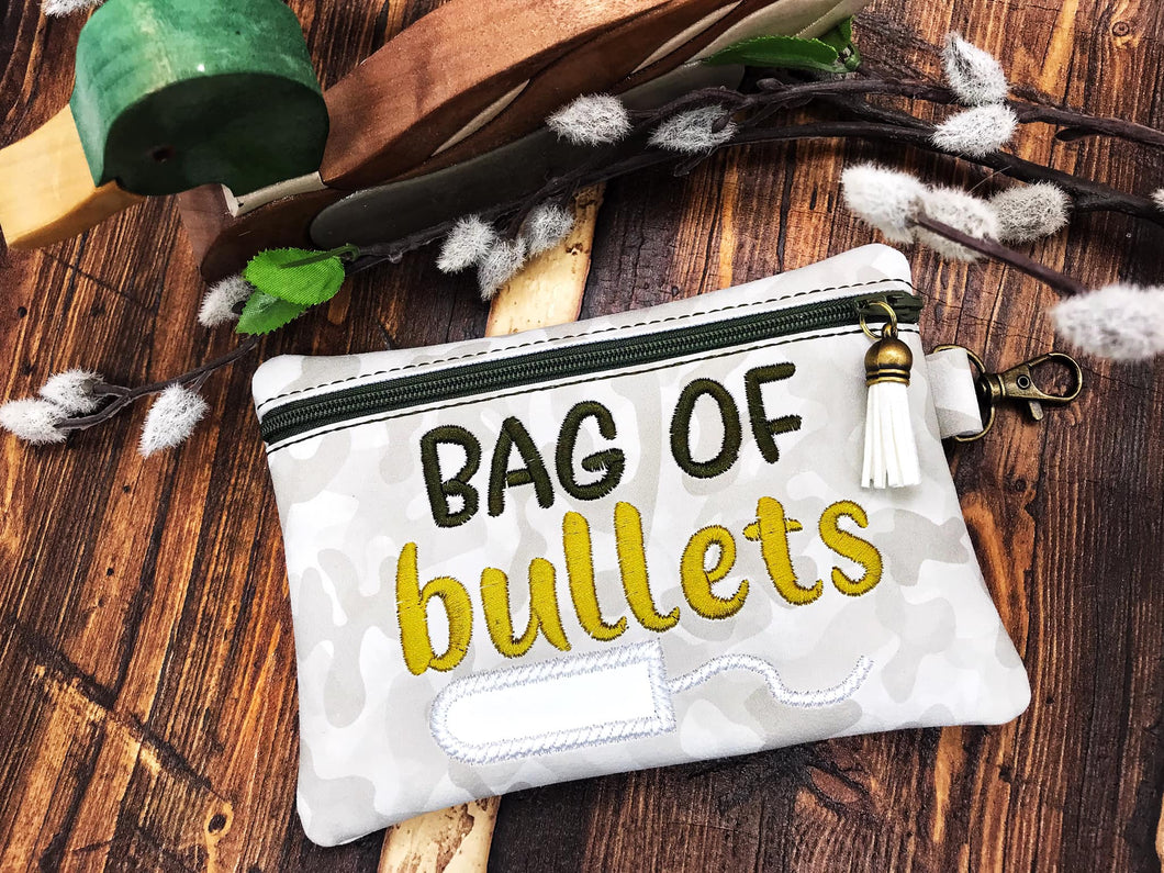 Bag of Bullets applique ITH bag (4 sizes available) machine embroidery design DIGITAL DOWNLOAD