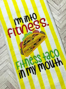 I'm into fitness taco applique machine embroidery design (4 sizes included) DIGITAL DOWNLOAD