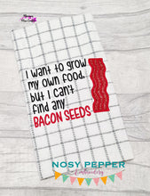 Load image into Gallery viewer, Bacon Seeds applique machine embroidery design (4 sizes included) DIGITAL DOWNLOAD