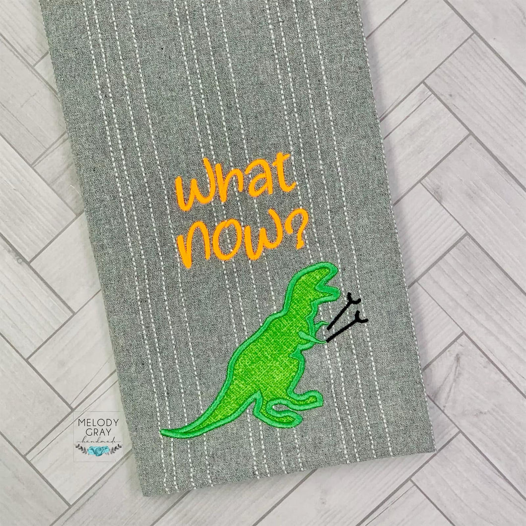 What Now T Rex design (clean version) applique machine embroidery design (4 sizes included) DIGITAL DOWNLOAD