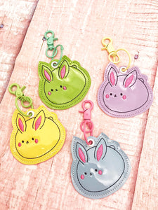 Squishy Bunny Snap tab and eyelet keyfob set of 2 designs (single and multi files included) machine embroidery design DIGITAL DOWNLOAD