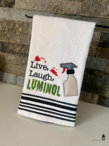 Live, Laugh, Luminol applique machine embroidery design (4 sizes included) DIGITAL DOWNLOAD