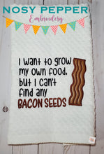 Load image into Gallery viewer, Bacon Seeds applique machine embroidery design (4 sizes included) DIGITAL DOWNLOAD