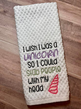 Load image into Gallery viewer, I wish I was a unicorn applique machine embroidery design (4 sizes included) DIGITAL DOWNLOAD