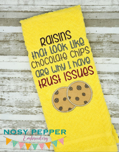 Raisins that look like chocolate chips applique machine embroidery design (4 sizes included) DIGITAL DOWNLOAD