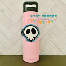 Load image into Gallery viewer, Skull applique Bottle Band machine embroidery design DIGITAL DOWNLOAD