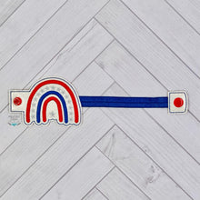 Load image into Gallery viewer, Flag Bow bottle band machine embroidery design DIGITAL DOWNLOAD