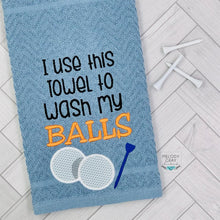 Load image into Gallery viewer, Wash my Balls towel machine embroidery design (4 sizes included) DIGITAL DOWNLOAD