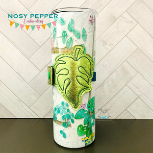 Monstera leaf Bottle Band machine embroidery design DIGITAL DOWNLOAD