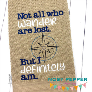 Not all who wander are lost machine embroidery design (4 sizes included) DIGITAL DOWNLOAD