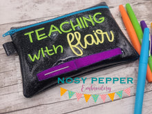 Load image into Gallery viewer, Teaching with flair ITH Bag (4 sizes available) machine embroidery design DIGITAL DOWNLOAD