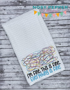 I'm fine, this is fine, everything is fine machine embroidery design (4 sizes included) DIGITAL DOWNLOAD