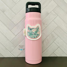 Load image into Gallery viewer, Cat applique bottle band machine embroidery design DIGITAL DOWNLOAD