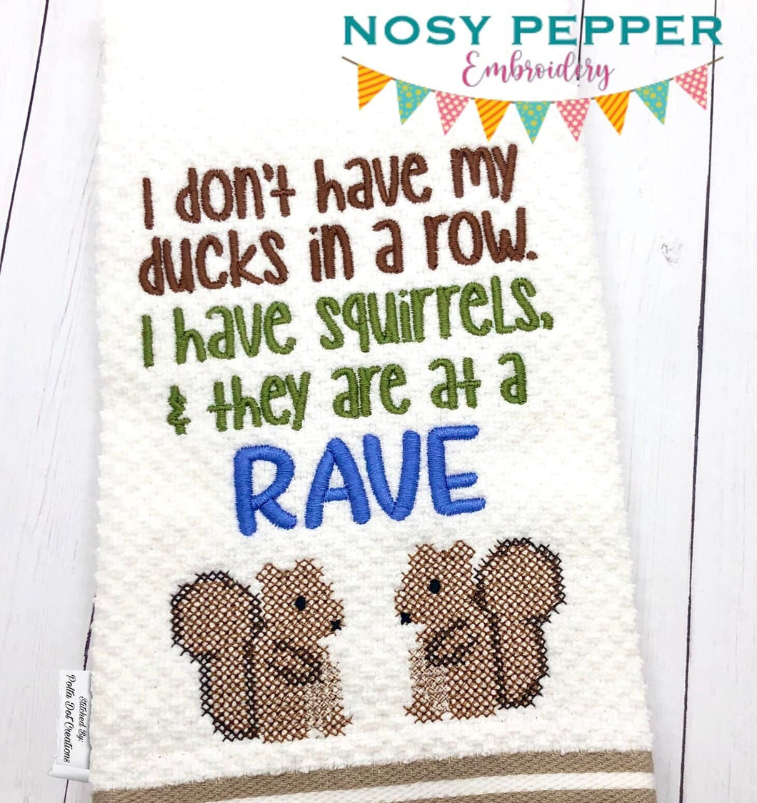 I have squirrels at a rave machine embroidery design (4 sizes included) DIGITAL DOWNLOAD
