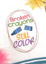 Load image into Gallery viewer, Broken Crayons Still Color machine embroidery Design (4 sizes included) DIGITAL DOWNLOAD