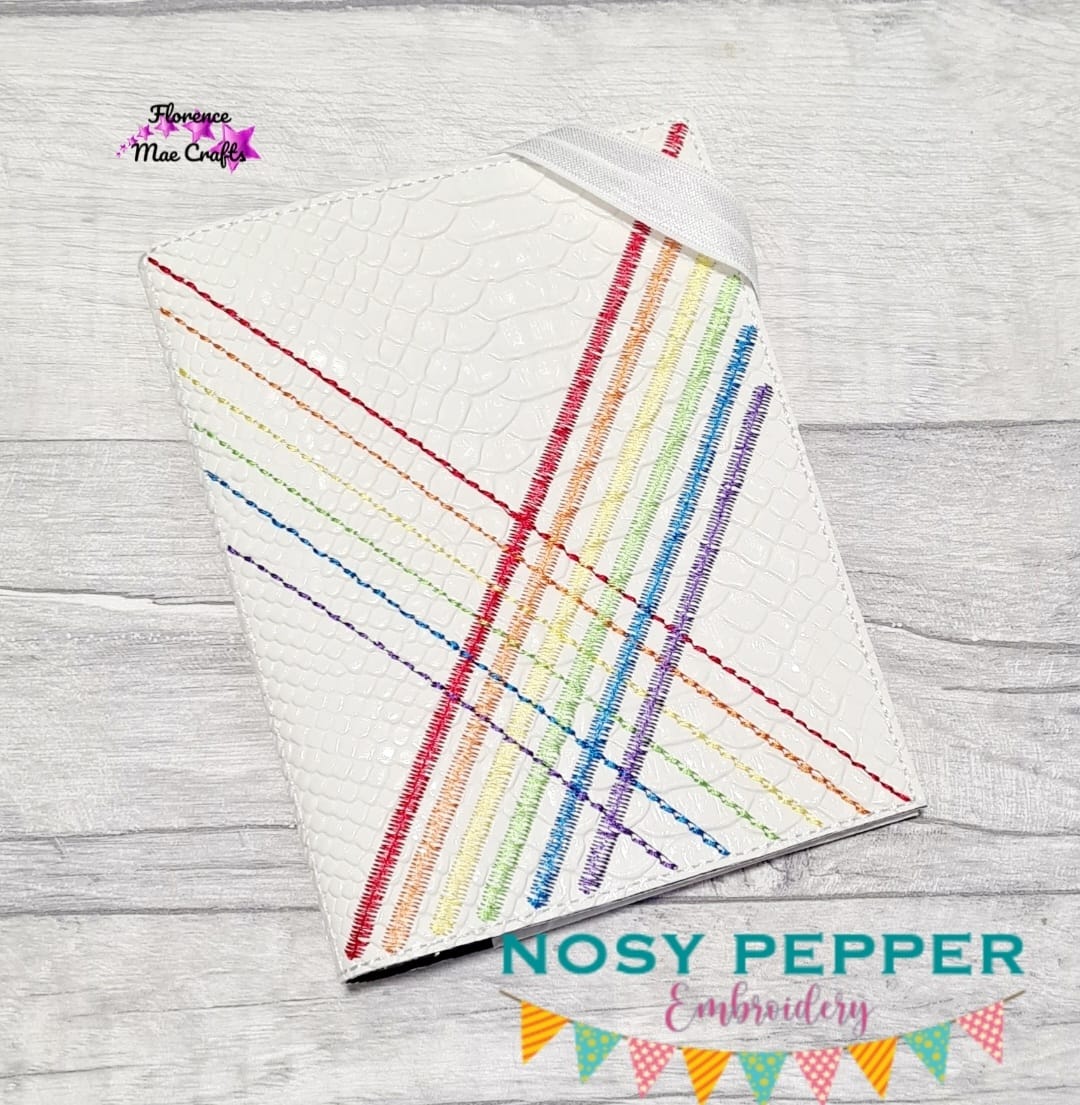 Rainbow Weave notebook cover (2 sizes available) machine embroidery de ...