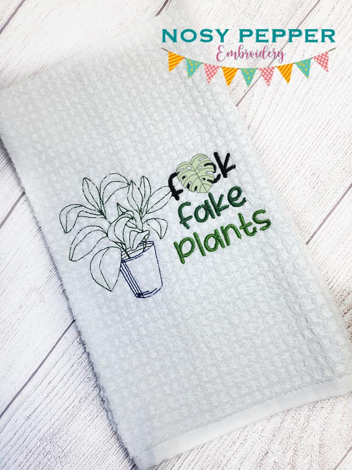 F*ck fake plants machine embroidery design (4 sizes included) DIGITAL DOWNLOAD
