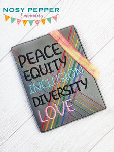Peace Equity Notebook cover (2 sizes available) machine embroidery design DIGITAL DOWNLOAD
