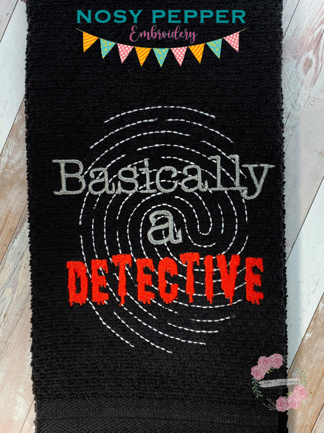 Basically a detective machine embroidery design (5 sizes included) DIGITAL DOWNLOAD