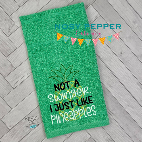 Not a swinger. I just like pineapples machine embroidery design (5 sizes included) DIGITAL DOWNLOAD