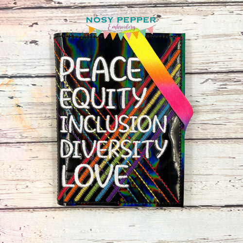 Peace Equity Notebook cover (2 sizes available) machine embroidery design DIGITAL DOWNLOAD