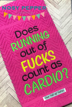 Load image into Gallery viewer, Does Running out of f*cks count as cardio machine embroidery design (4 sizes included) DIGITAL DOWNLOAD