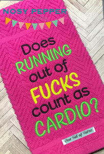 Does Running out of f*cks count as cardio machine embroidery design (4 sizes included) DIGITAL DOWNLOAD