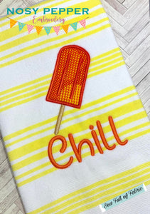 Chill (sketch fill and applique versions included; 5 sizes included) machine embroidery design DIGITAL DOWNLOAD