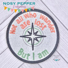 Load image into Gallery viewer, Not all who wander Patch 4x4 machine embroidery design DIGITAL DOWNLOAD