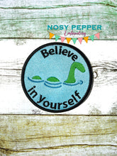 Load image into Gallery viewer, Believe in yourself nessie patch machine embroidery design DIGITAL DOWNLOAD