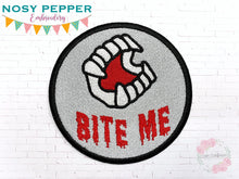 Load image into Gallery viewer, Bite me patch machine embroidery design DIGITAL DOWNLOAD