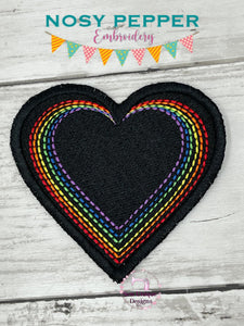 Rainbow heart patch machine embroidery design DIGITAL DOWNLOAD