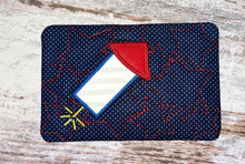 Load image into Gallery viewer, Firework applique ITH Mug Rug (4 sizes and 2 styles included) machine embroidery design DIGITAL DOWNLOAD