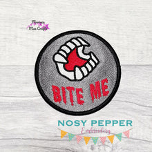 Load image into Gallery viewer, Bite me patch machine embroidery design DIGITAL DOWNLOAD