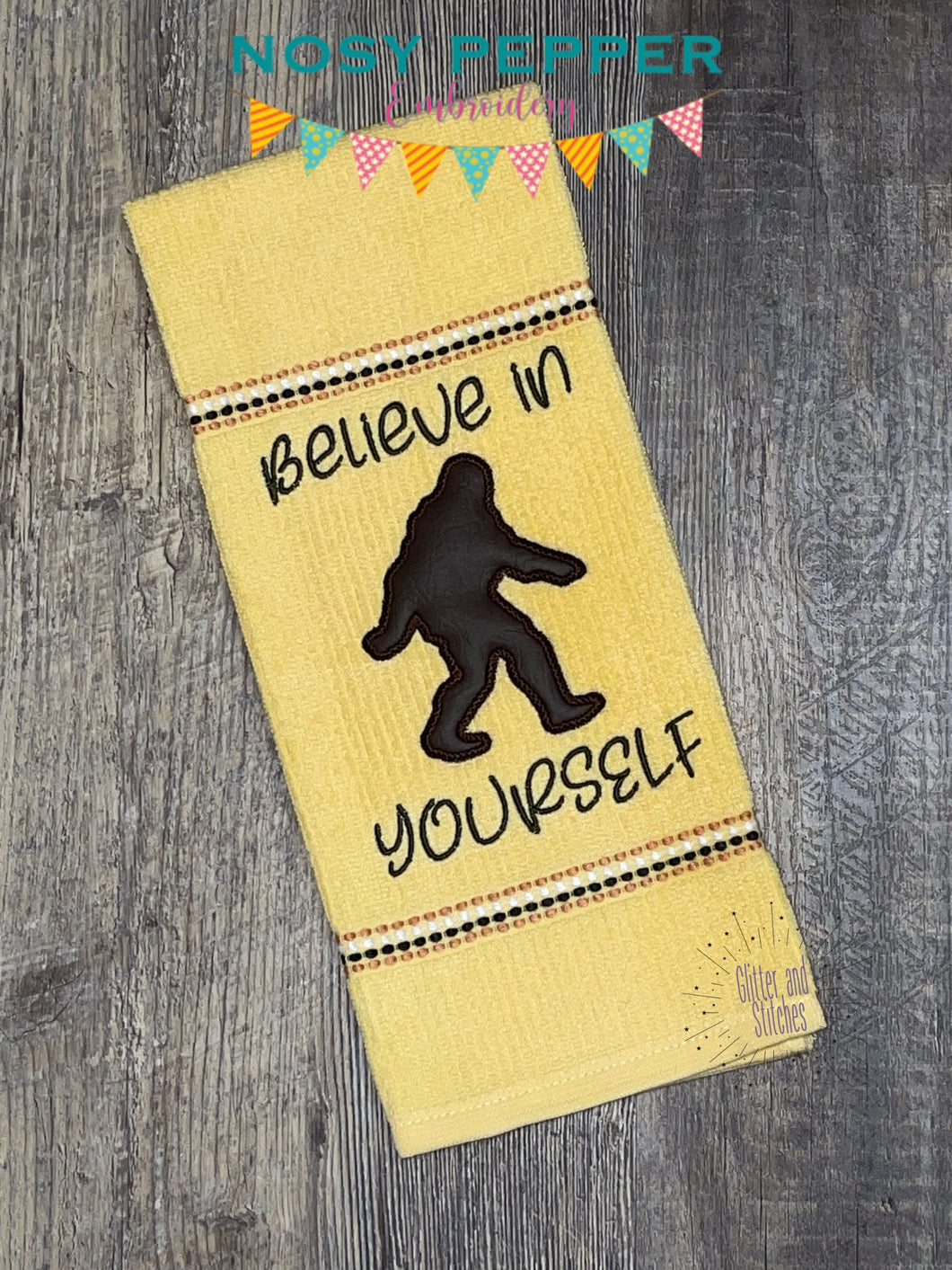 Believe in yourself bigfoot applique machine embroidery design (5 sizes included) DIGITAL DOWNLOAD