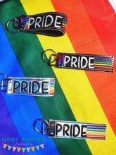 Load image into Gallery viewer, Pride fob set (4x4 &amp; 4x7 sizes included) machine embroidery design DIGITAL DOWNLOAD
