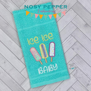 Ice Ice Baby applique (4 sizes included) machine embroidery design DIGITAL DOWNLOAD