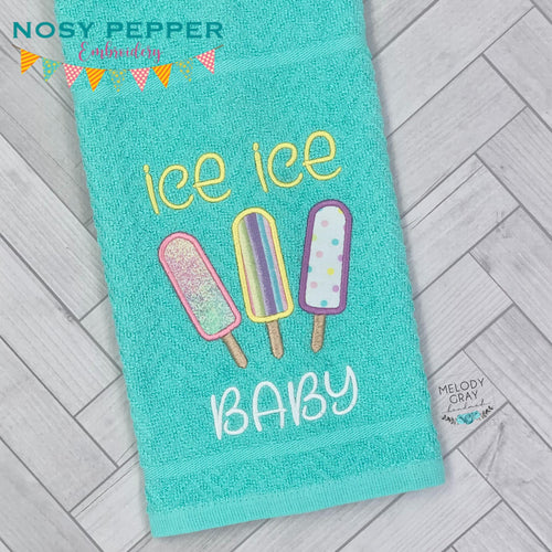Ice Ice Baby applique (4 sizes included) machine embroidery design DIGITAL DOWNLOAD