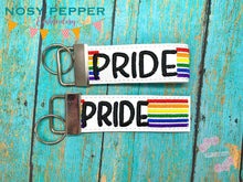 Load image into Gallery viewer, Pride fob set (4x4 &amp; 4x7 sizes included) machine embroidery design DIGITAL DOWNLOAD