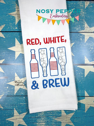 Red, white, & Brew machine embroidery design (4 sizes included) DIGITAL DOWNLOAD