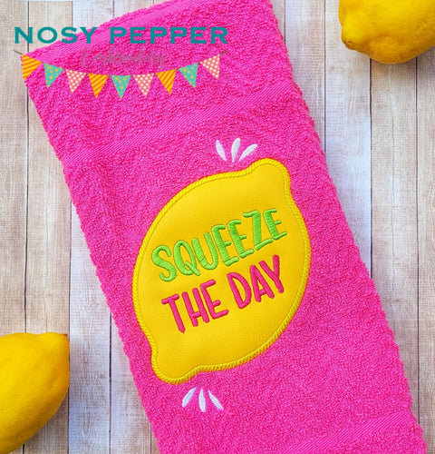Squeeze the day applique machine embroidery design (5 sizes included) DIGITAL DOWNLOAD