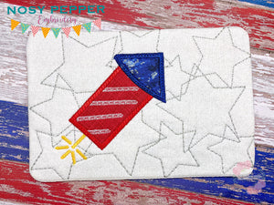 Firework applique ITH Mug Rug (4 sizes and 2 styles included) machine embroidery design DIGITAL DOWNLOAD