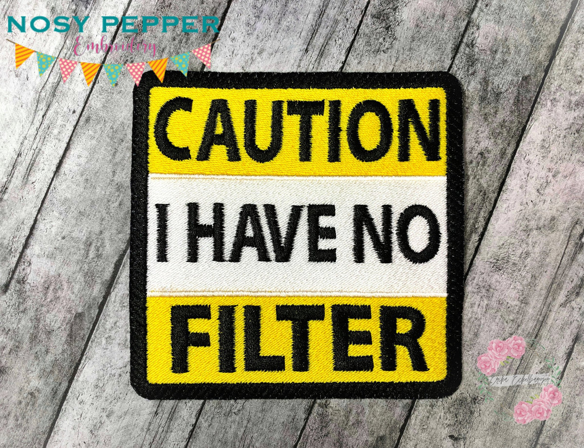 Caution I have no filter patch machine embroidery design DIGITAL DOWNL ...