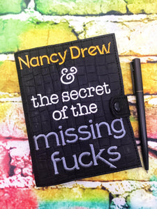 Nancy Drew and the Case notebook cover (2 sizes available) machine embroidery design DIGITAL DOWNLOAD