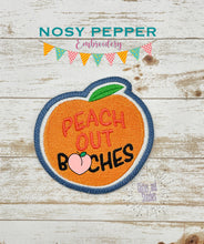 Load image into Gallery viewer, Peach Out Patch (2 versions included) machine embroidery design DIGITAL DOWNLOAD