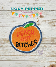 Load image into Gallery viewer, Peach Out Patch (2 versions included) machine embroidery design DIGITAL DOWNLOAD