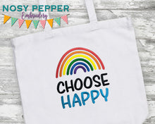 Load image into Gallery viewer, Choose Happy (5 sizes included) machine embroidery design DIGITAL DOWNLOAD