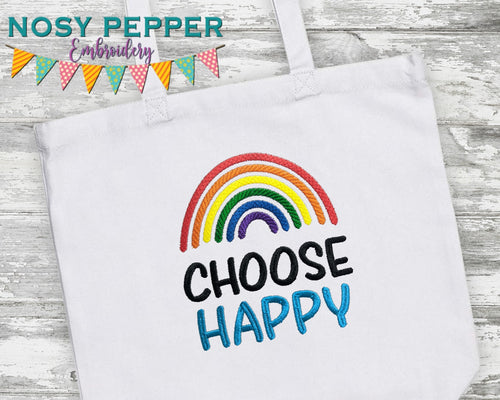 Choose Happy (5 sizes included) machine embroidery design DIGITAL DOWNLOAD