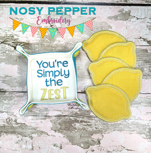 Simply the zest tray and wipe set (includes 2 sizes of trays and wipes) machine embroidery design DIGITAL DOWNLOAD